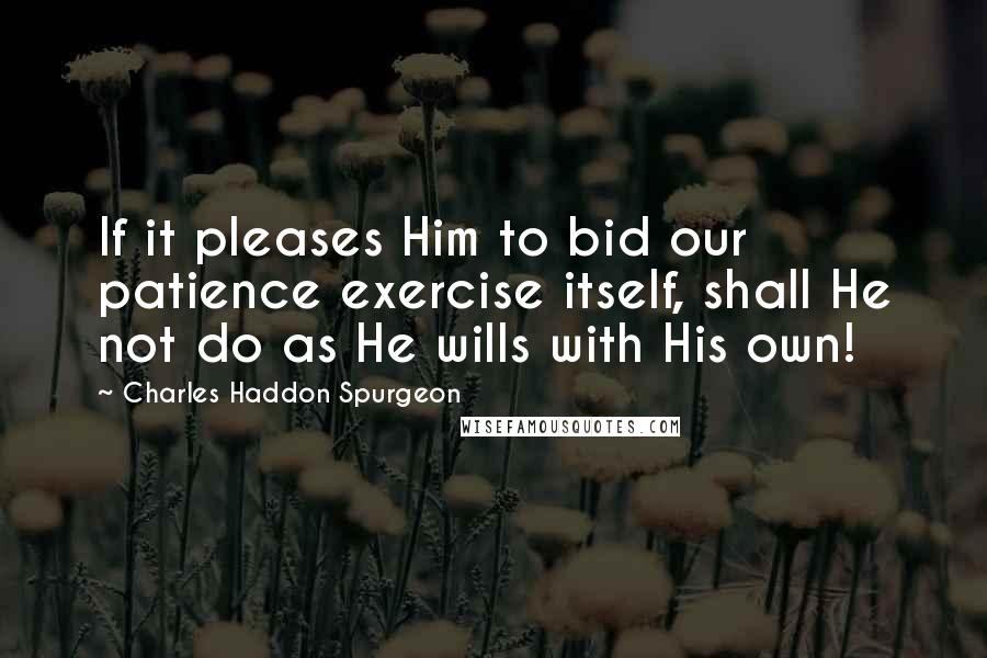 Charles Haddon Spurgeon Quotes: If it pleases Him to bid our patience exercise itself, shall He not do as He wills with His own!