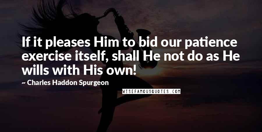 Charles Haddon Spurgeon Quotes: If it pleases Him to bid our patience exercise itself, shall He not do as He wills with His own!