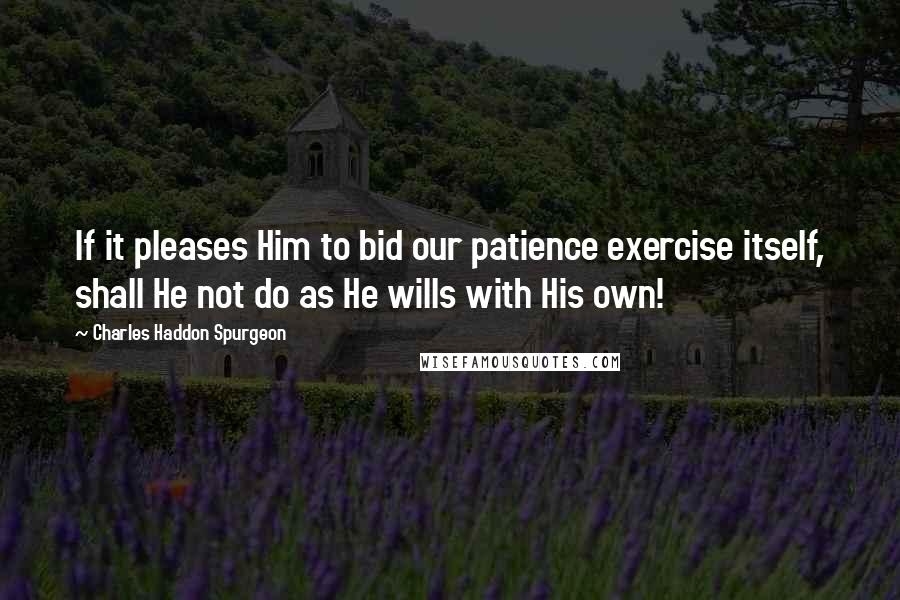 Charles Haddon Spurgeon Quotes: If it pleases Him to bid our patience exercise itself, shall He not do as He wills with His own!