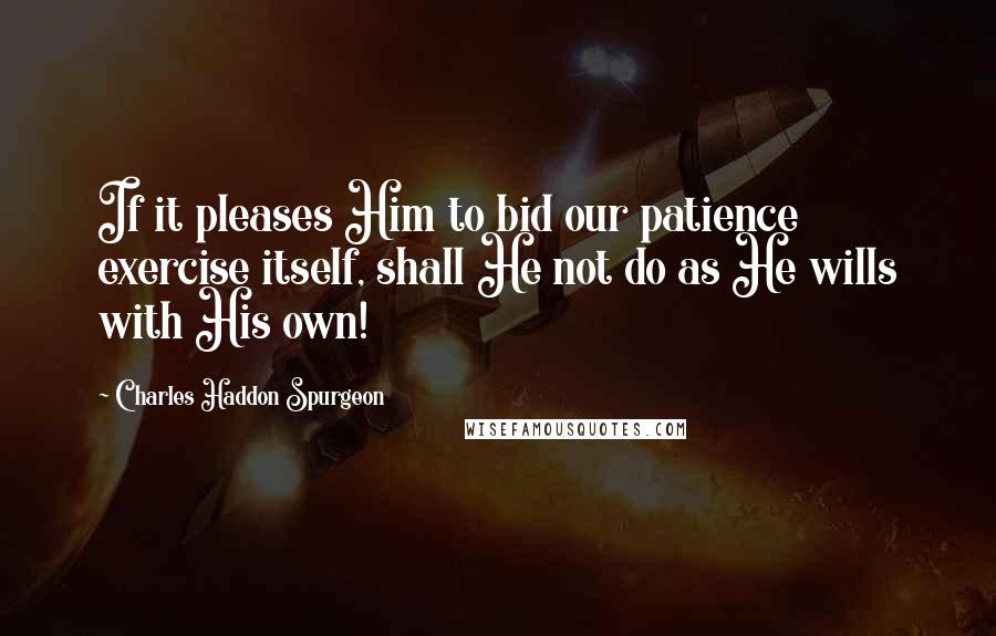 Charles Haddon Spurgeon Quotes: If it pleases Him to bid our patience exercise itself, shall He not do as He wills with His own!