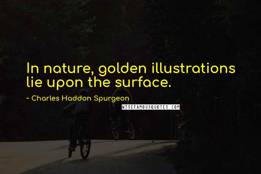Charles Haddon Spurgeon Quotes: In nature, golden illustrations lie upon the surface.
