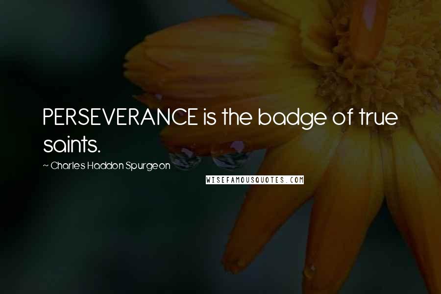 Charles Haddon Spurgeon Quotes: PERSEVERANCE is the badge of true saints.