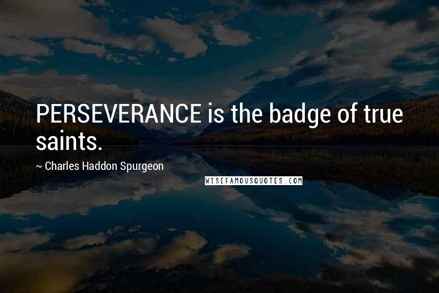 Charles Haddon Spurgeon Quotes: PERSEVERANCE is the badge of true saints.