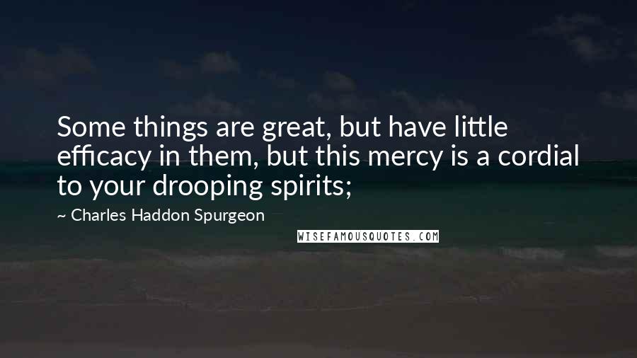 Charles Haddon Spurgeon Quotes: Some things are great, but have little efficacy in them, but this mercy is a cordial to your drooping spirits;