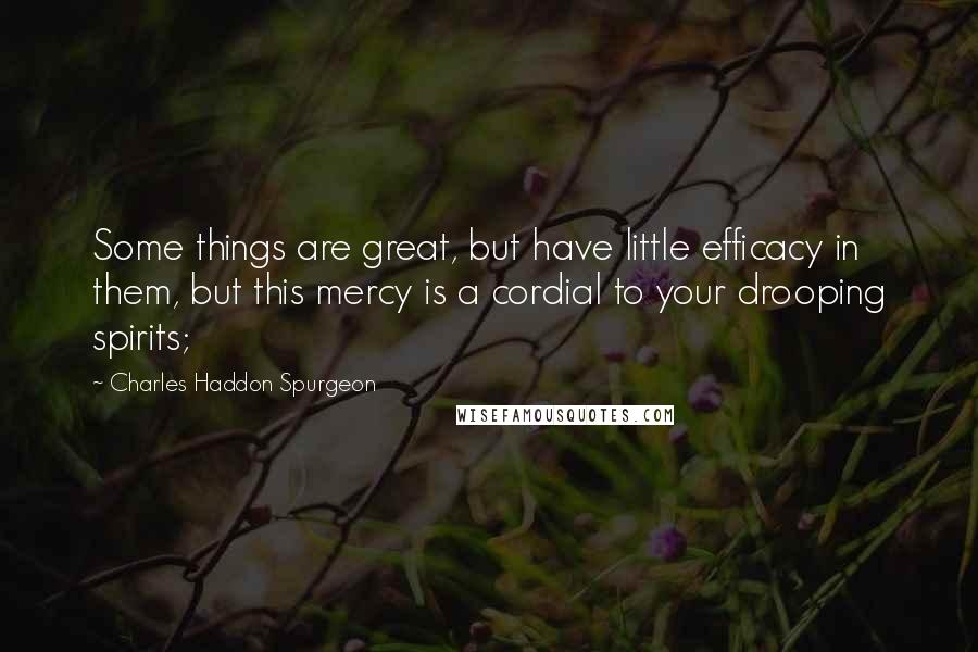 Charles Haddon Spurgeon Quotes: Some things are great, but have little efficacy in them, but this mercy is a cordial to your drooping spirits;