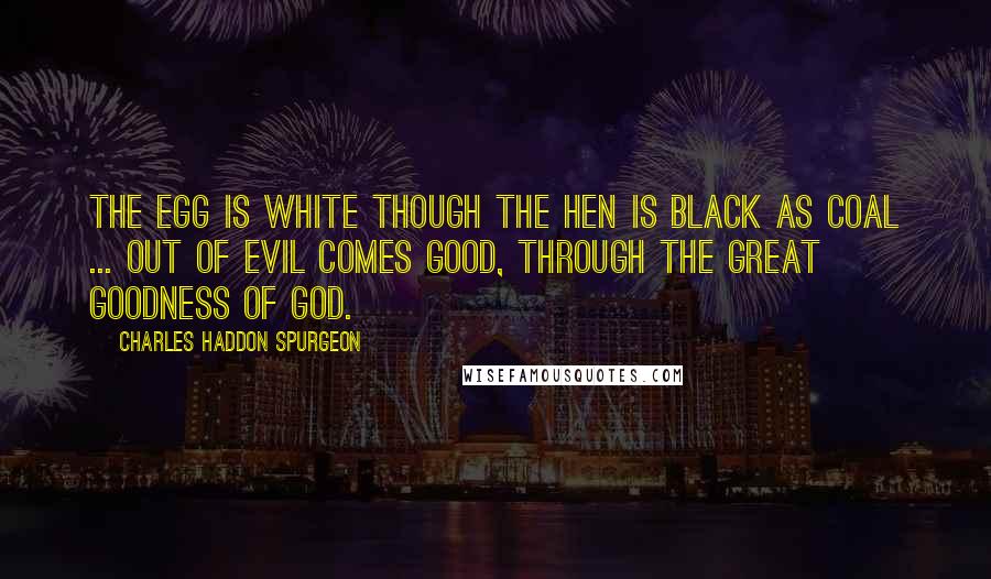 Charles Haddon Spurgeon Quotes: The egg is white though the hen is black as coal ... Out of evil comes good, through the great goodness of God.