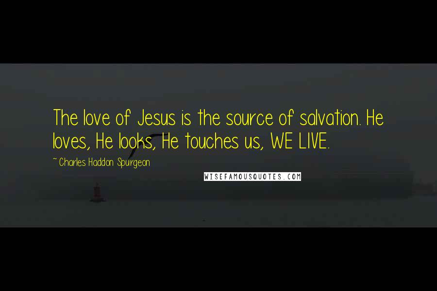 Charles Haddon Spurgeon Quotes: The love of Jesus is the source of salvation. He loves, He looks, He touches us, WE LIVE.