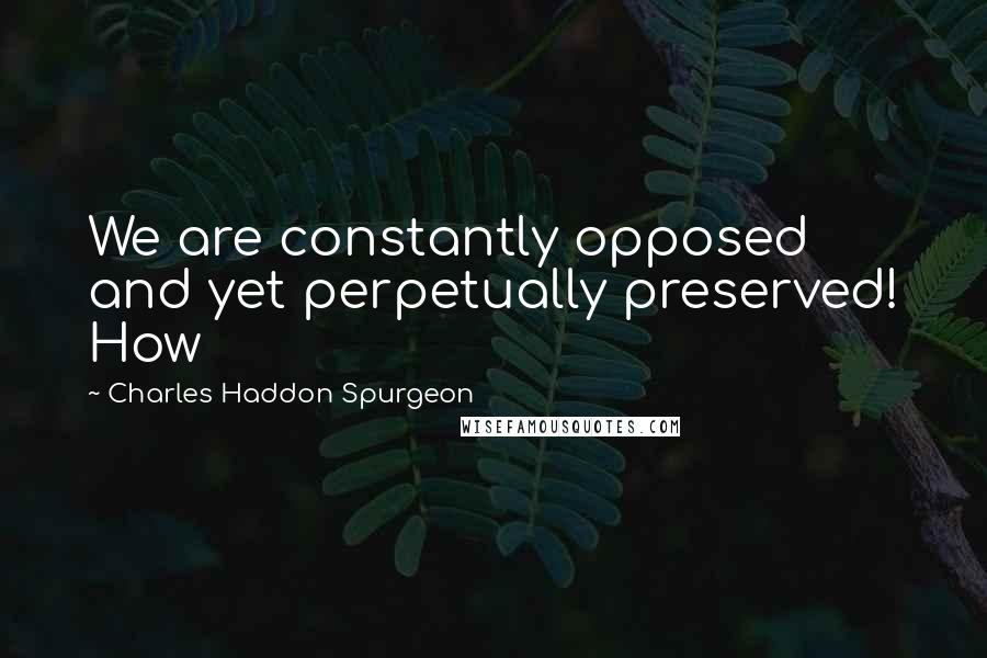 Charles Haddon Spurgeon Quotes: We are constantly opposed and yet perpetually preserved! How