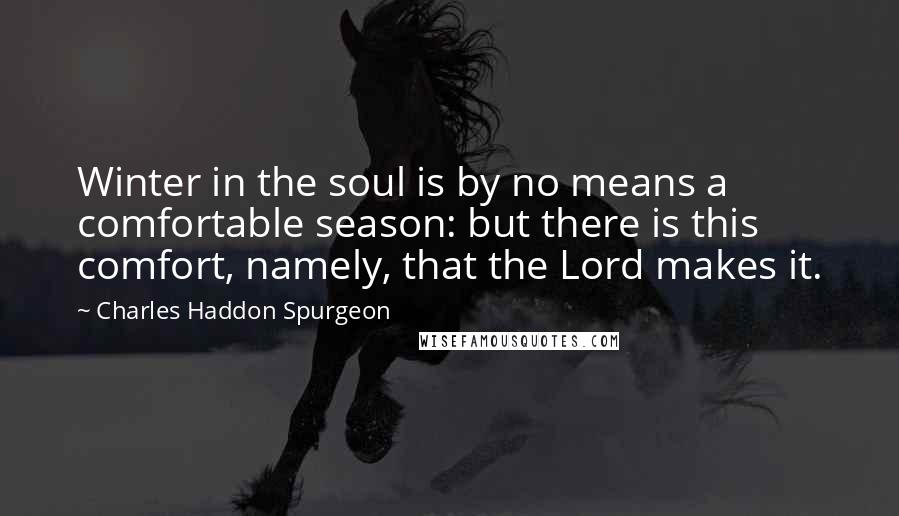 Charles Haddon Spurgeon Quotes: Winter in the soul is by no means a comfortable season: but there is this comfort, namely, that the Lord makes it.