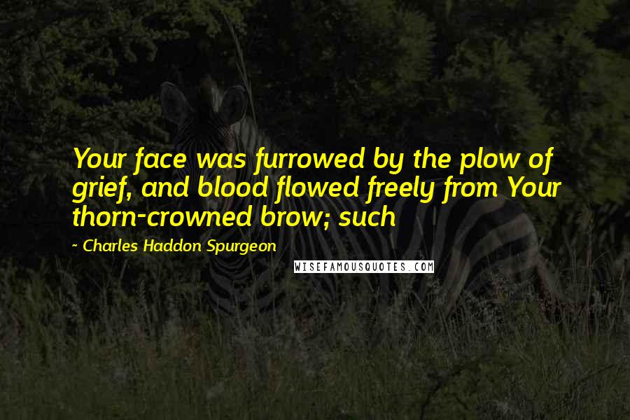 Charles Haddon Spurgeon Quotes: Your face was furrowed by the plow of grief, and blood flowed freely from Your thorn-crowned brow; such
