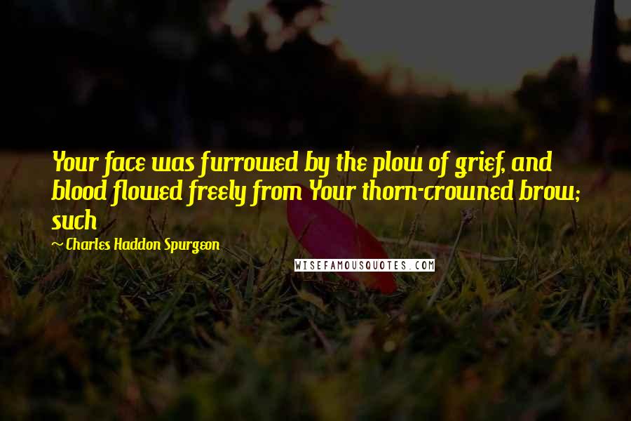 Charles Haddon Spurgeon Quotes: Your face was furrowed by the plow of grief, and blood flowed freely from Your thorn-crowned brow; such