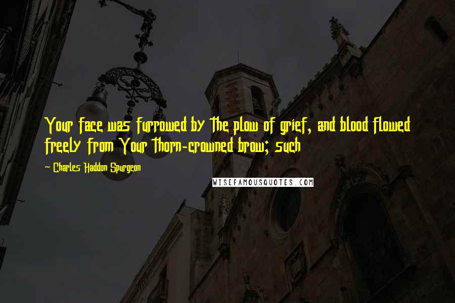 Charles Haddon Spurgeon Quotes: Your face was furrowed by the plow of grief, and blood flowed freely from Your thorn-crowned brow; such