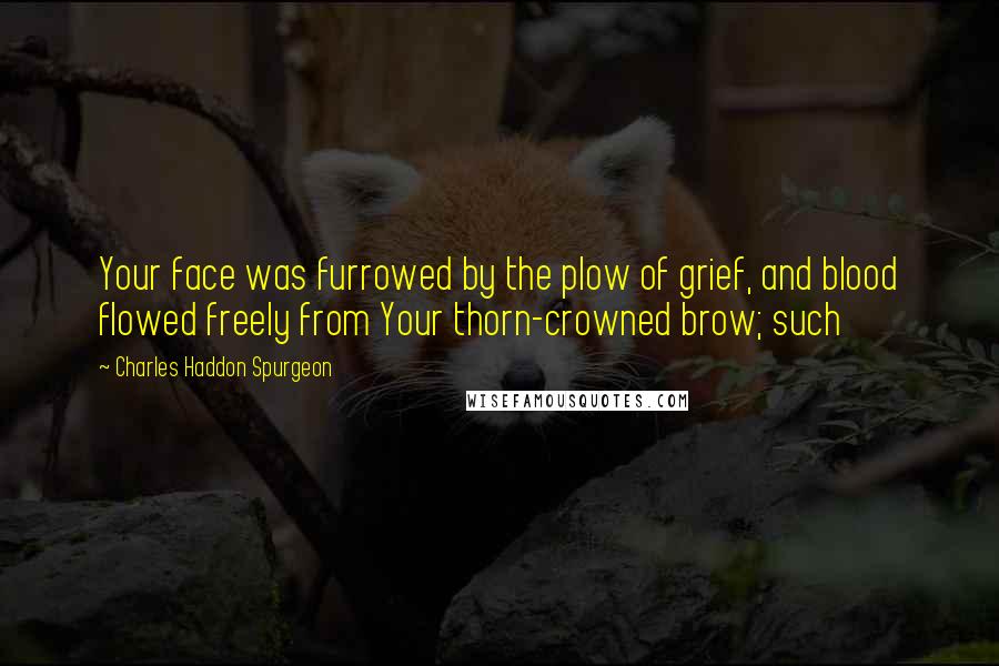 Charles Haddon Spurgeon Quotes: Your face was furrowed by the plow of grief, and blood flowed freely from Your thorn-crowned brow; such