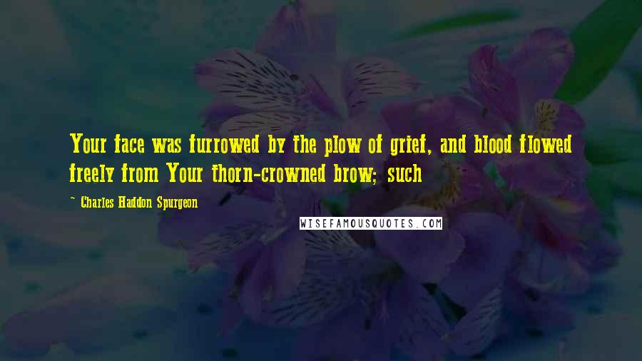 Charles Haddon Spurgeon Quotes: Your face was furrowed by the plow of grief, and blood flowed freely from Your thorn-crowned brow; such