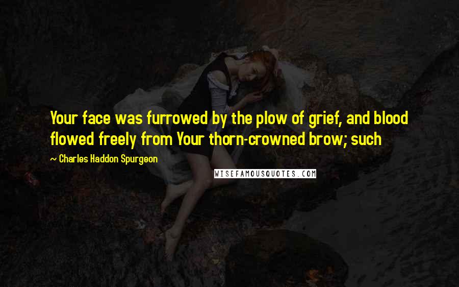 Charles Haddon Spurgeon Quotes: Your face was furrowed by the plow of grief, and blood flowed freely from Your thorn-crowned brow; such