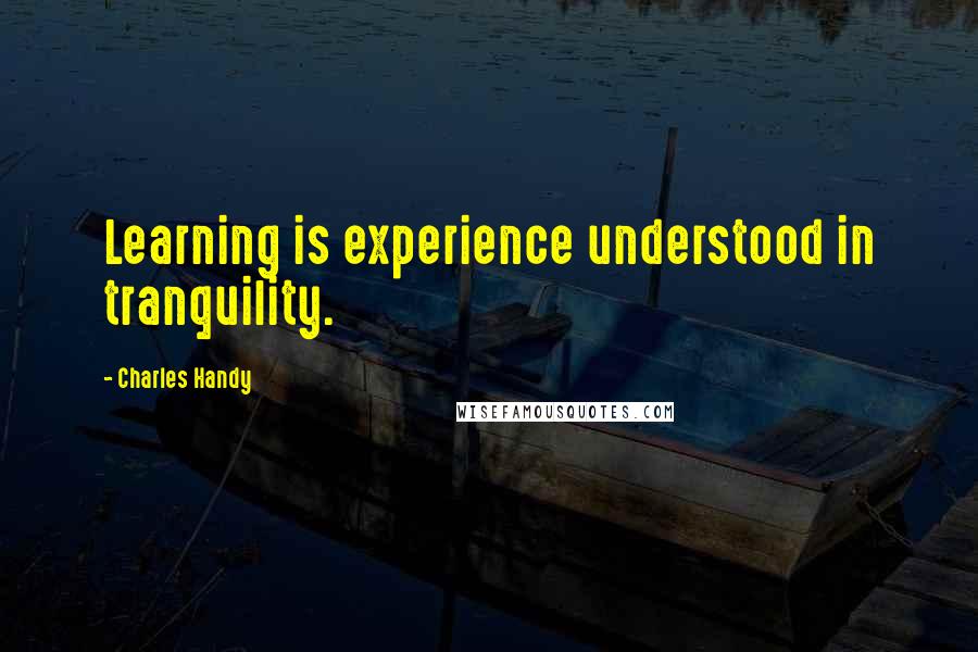 Charles Handy Quotes: Learning is experience understood in tranquility.