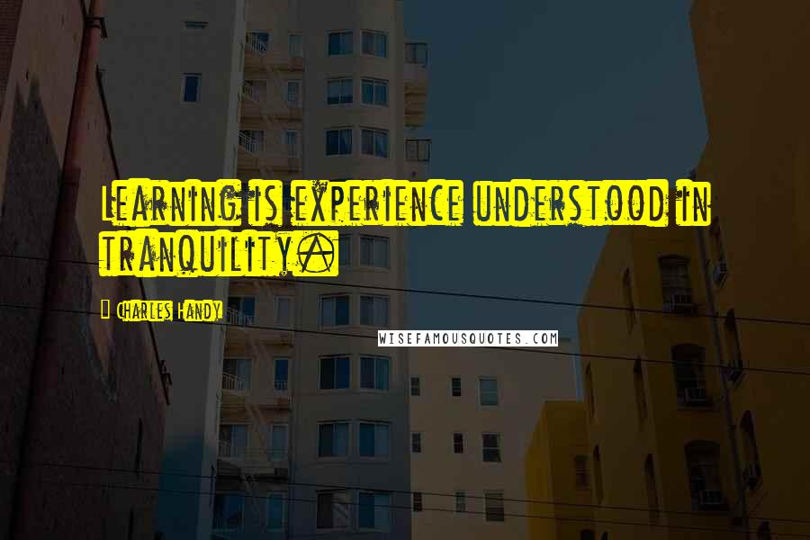 Charles Handy Quotes: Learning is experience understood in tranquility.