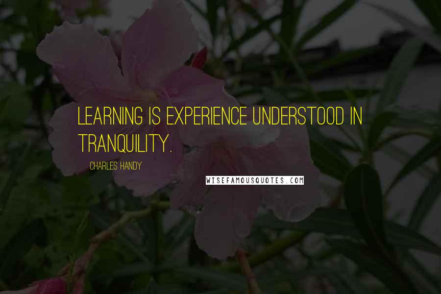 Charles Handy Quotes: Learning is experience understood in tranquility.