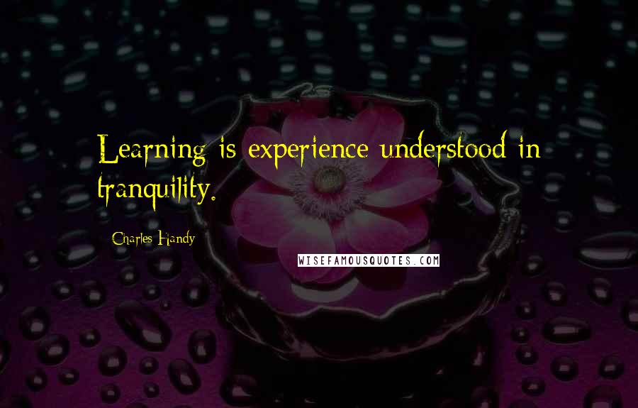 Charles Handy Quotes: Learning is experience understood in tranquility.