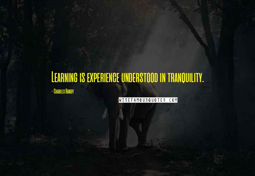 Charles Handy Quotes: Learning is experience understood in tranquility.