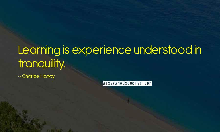 Charles Handy Quotes: Learning is experience understood in tranquility.