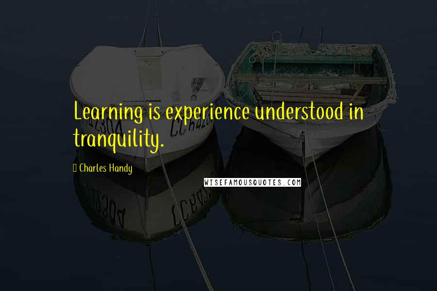 Charles Handy Quotes: Learning is experience understood in tranquility.