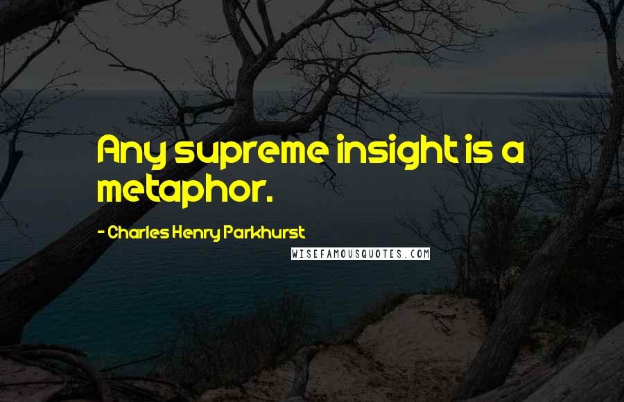 Charles Henry Parkhurst Quotes: Any supreme insight is a metaphor.