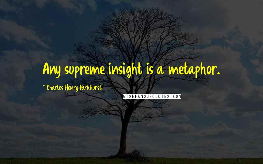 Charles Henry Parkhurst Quotes: Any supreme insight is a metaphor.