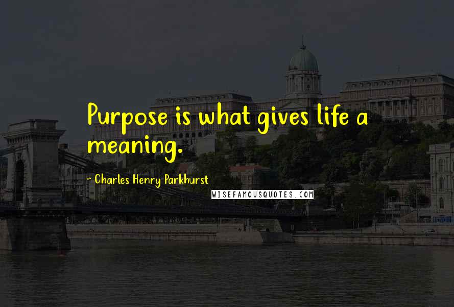 Charles Henry Parkhurst Quotes: Purpose is what gives life a meaning.