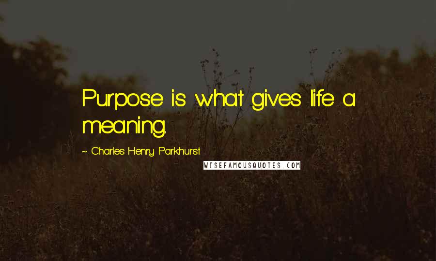 Charles Henry Parkhurst Quotes: Purpose is what gives life a meaning.