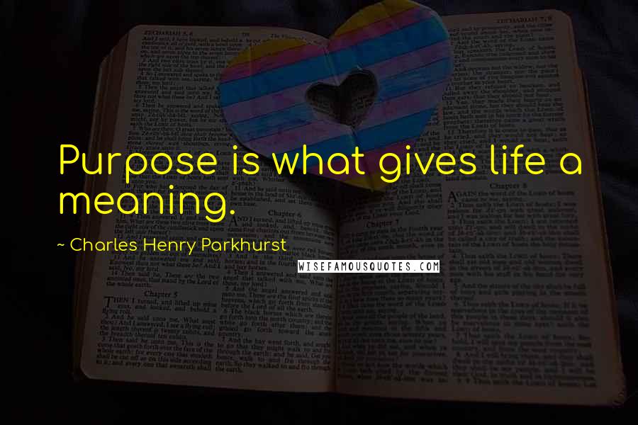 Charles Henry Parkhurst Quotes: Purpose is what gives life a meaning.
