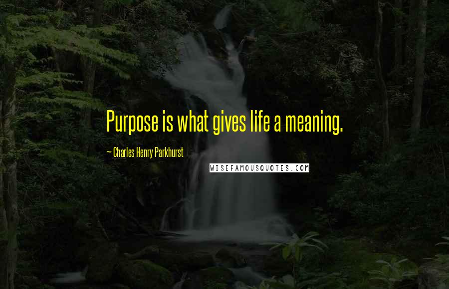 Charles Henry Parkhurst Quotes: Purpose is what gives life a meaning.