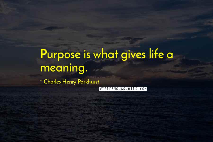 Charles Henry Parkhurst Quotes: Purpose is what gives life a meaning.