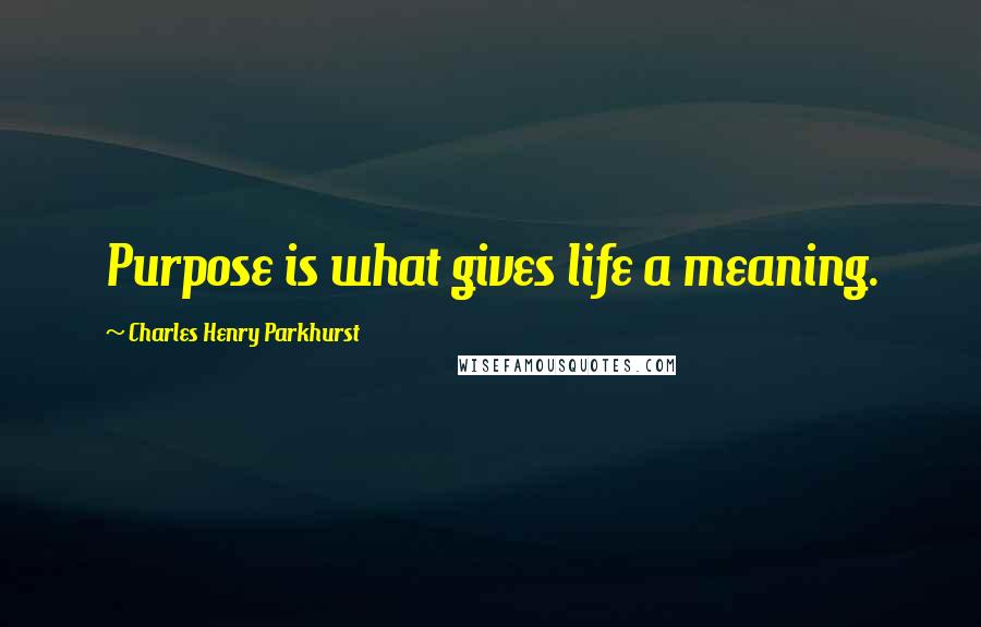 Charles Henry Parkhurst Quotes: Purpose is what gives life a meaning.