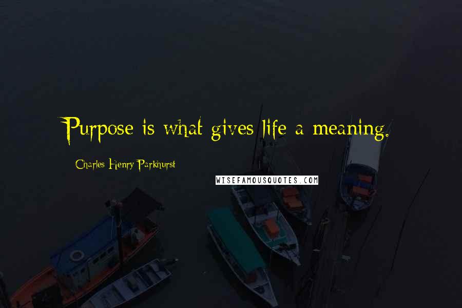 Charles Henry Parkhurst Quotes: Purpose is what gives life a meaning.