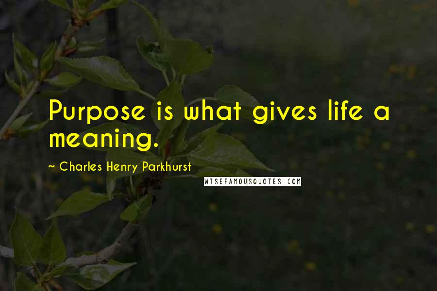 Charles Henry Parkhurst Quotes: Purpose is what gives life a meaning.