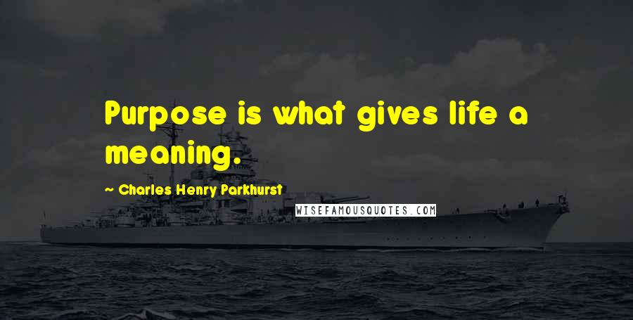 Charles Henry Parkhurst Quotes: Purpose is what gives life a meaning.