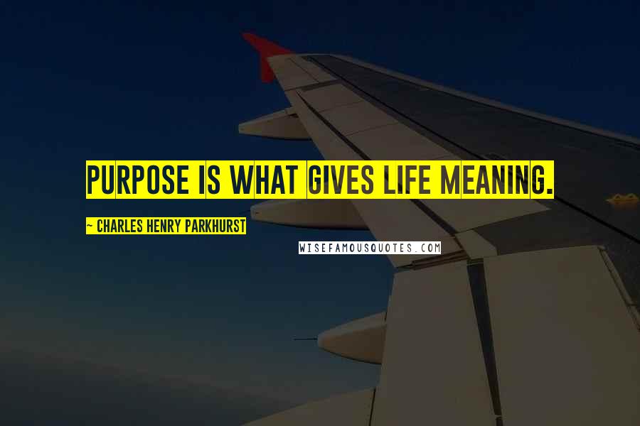 Charles Henry Parkhurst Quotes: Purpose is what gives life meaning.
