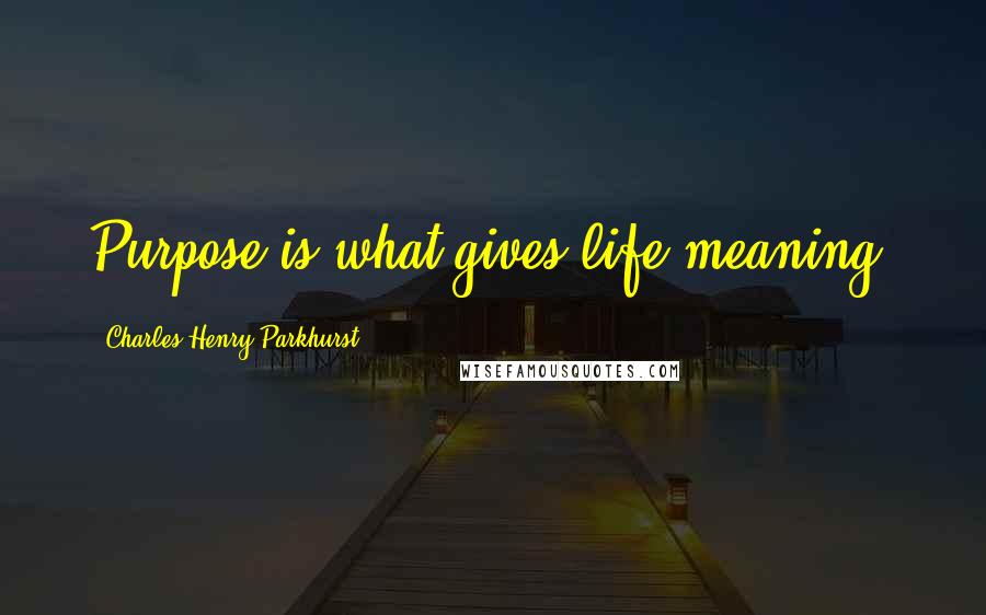 Charles Henry Parkhurst Quotes: Purpose is what gives life meaning.
