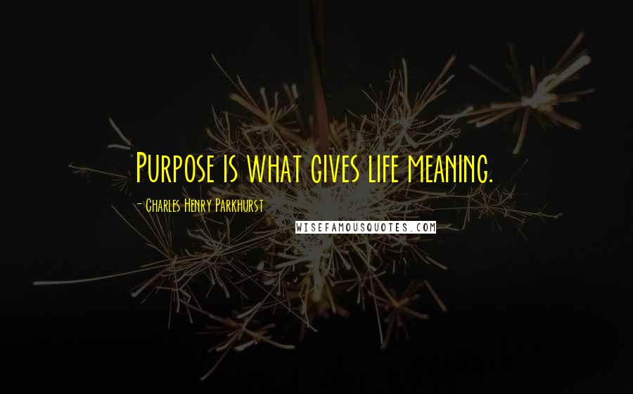 Charles Henry Parkhurst Quotes: Purpose is what gives life meaning.
