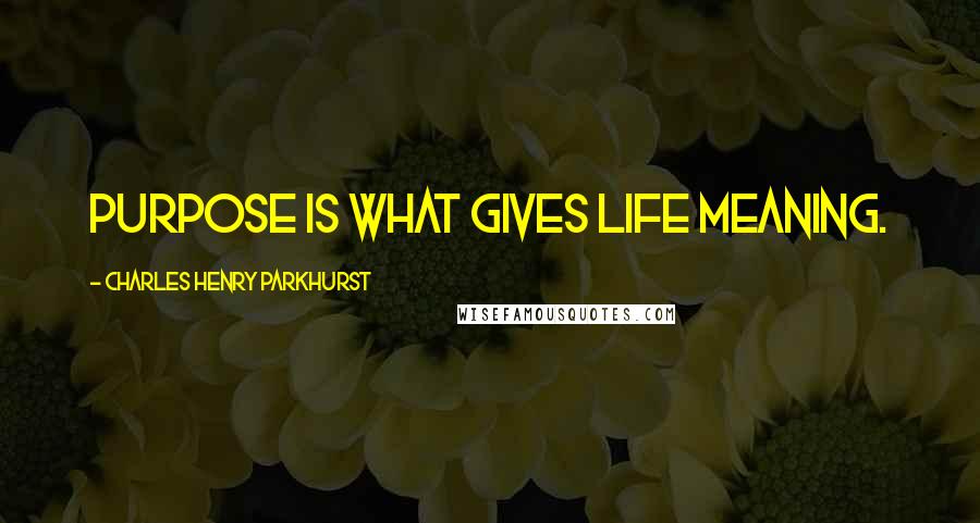 Charles Henry Parkhurst Quotes: Purpose is what gives life meaning.