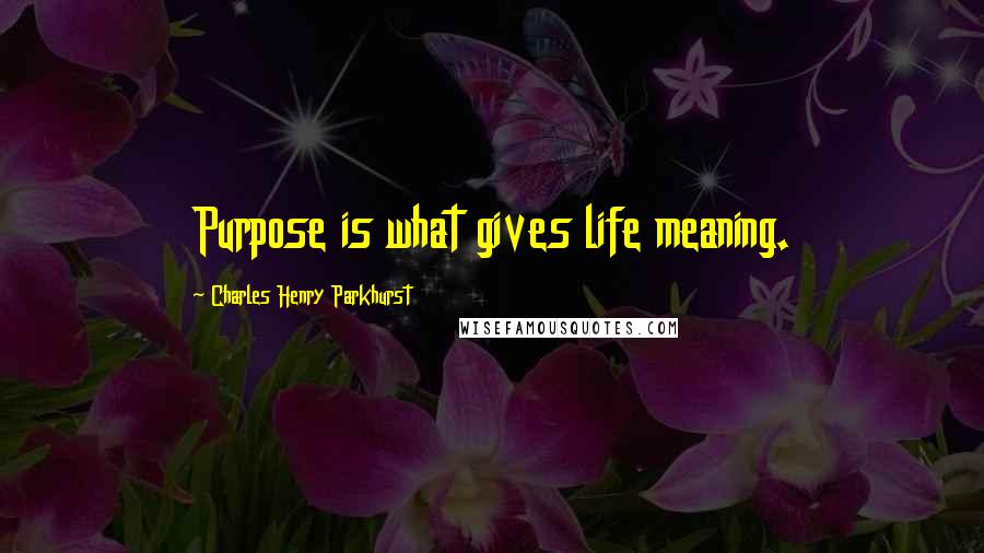 Charles Henry Parkhurst Quotes: Purpose is what gives life meaning.