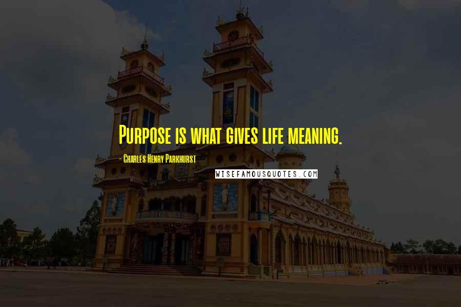 Charles Henry Parkhurst Quotes: Purpose is what gives life meaning.