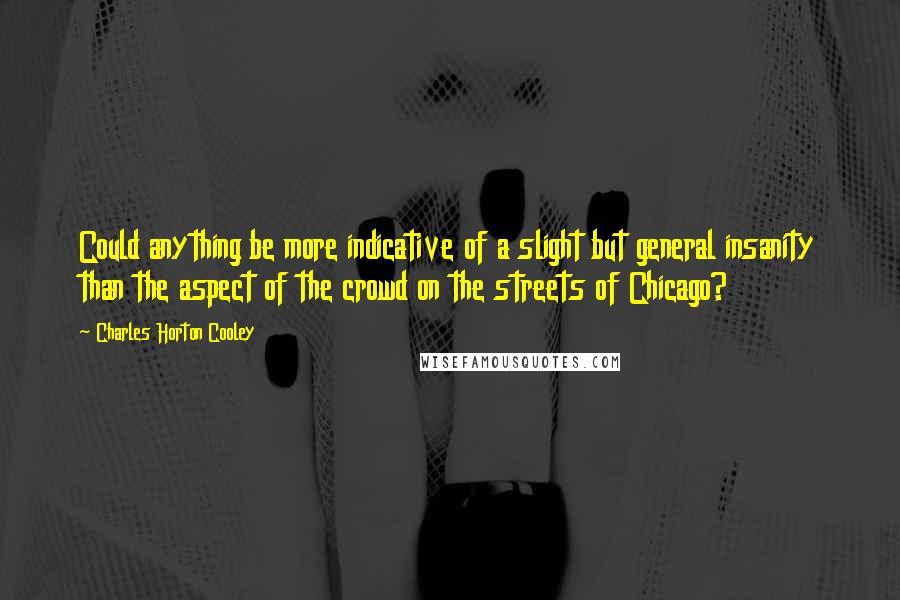 Charles Horton Cooley Quotes: Could anything be more indicative of a slight but general insanity than the aspect of the crowd on the streets of Chicago?