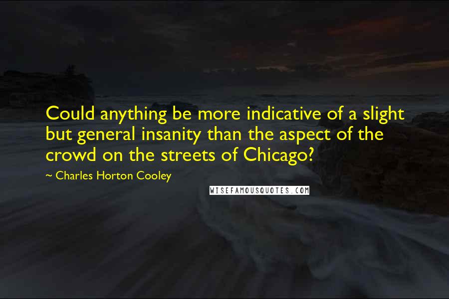 Charles Horton Cooley Quotes: Could anything be more indicative of a slight but general insanity than the aspect of the crowd on the streets of Chicago?