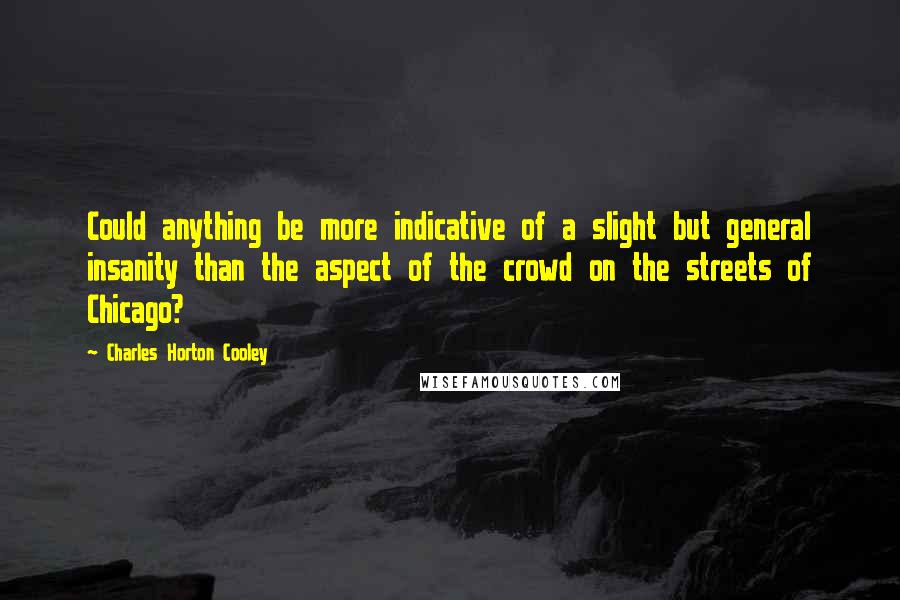 Charles Horton Cooley Quotes: Could anything be more indicative of a slight but general insanity than the aspect of the crowd on the streets of Chicago?