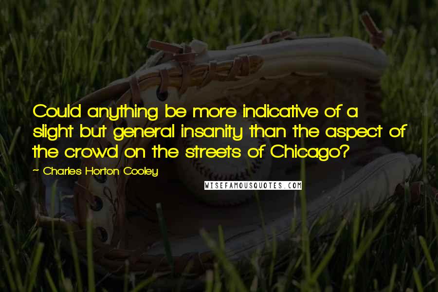 Charles Horton Cooley Quotes: Could anything be more indicative of a slight but general insanity than the aspect of the crowd on the streets of Chicago?