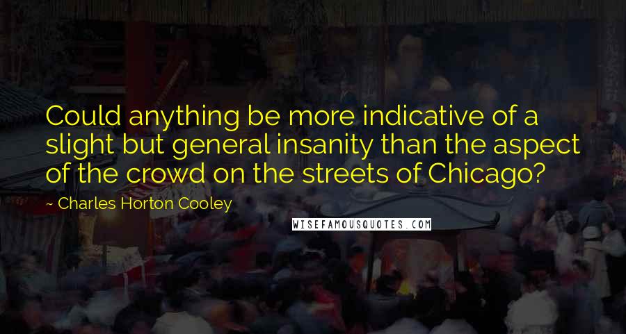 Charles Horton Cooley Quotes: Could anything be more indicative of a slight but general insanity than the aspect of the crowd on the streets of Chicago?