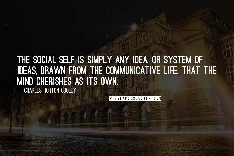 Charles Horton Cooley Quotes: The social self is simply any idea, or system of ideas, drawn from the communicative life, that the mind cherishes as its own.