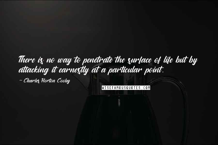 Charles Horton Cooley Quotes: There is no way to penetrate the surface of life but by attacking it earnestly at a particular point.